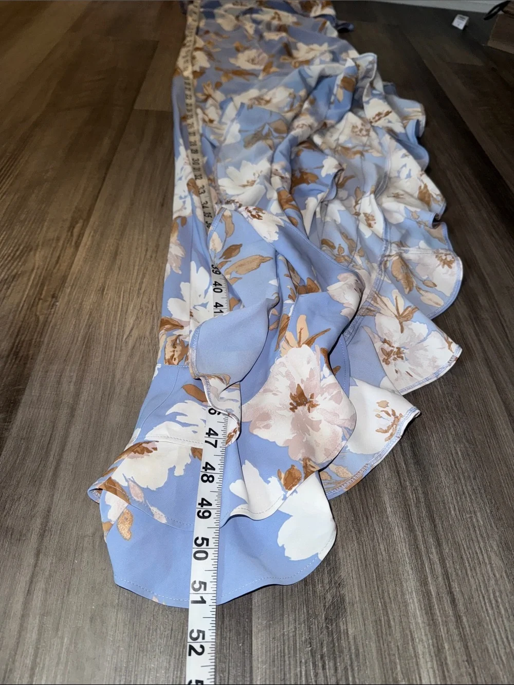 NEW Abercrombie & Fitch Ruffle Asymmetrical Maxi Dress XS Blue Floral fairy